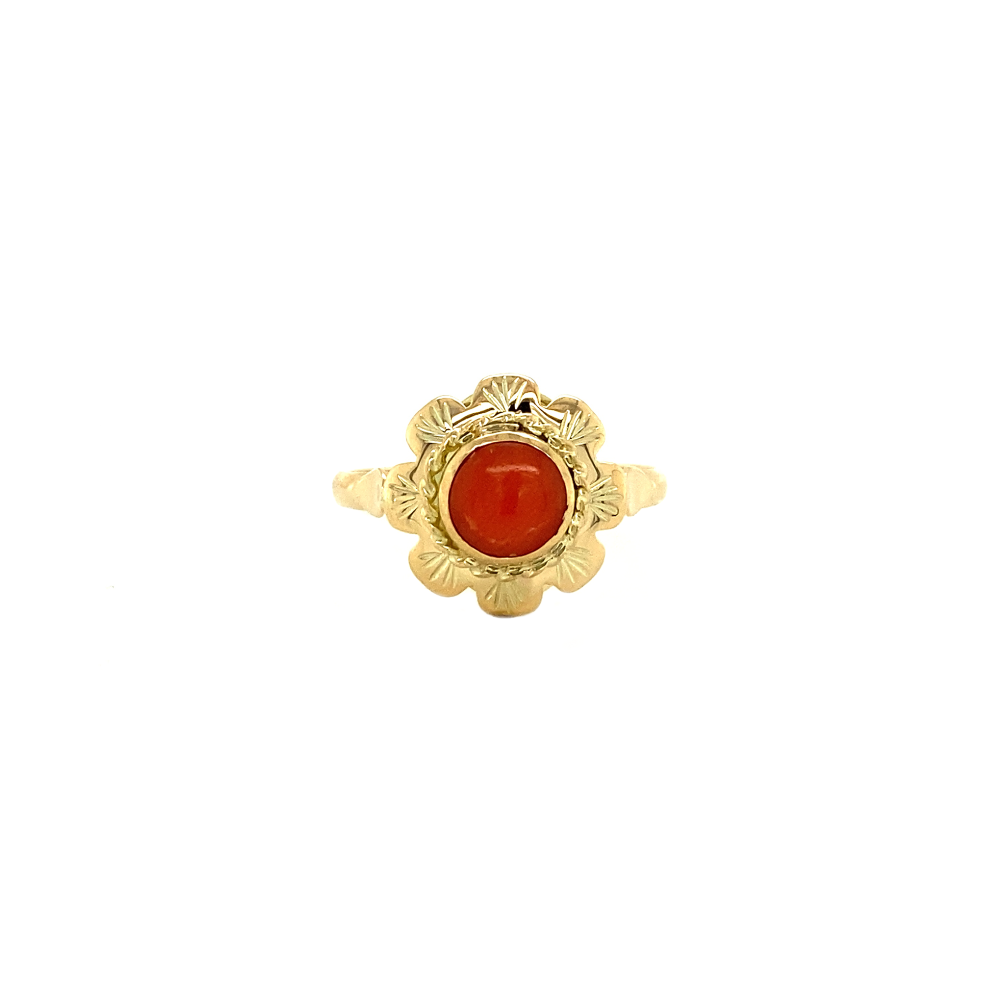 Vintage 14K Gold Ring with Red Coral